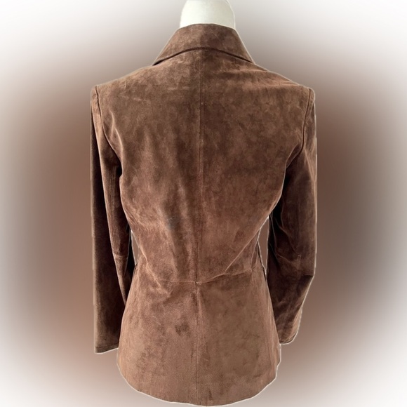 GUC! - KENNETH COLE REACTION Womans Brown Suede Leather Blazer Jacket Size Small - Picture 5 of 9